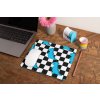 mockup of a mousepad lying on a rustic table next to a flower vase 27554 (21)