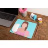 mockup of a mousepad lying on a rustic table next to a flower vase 27554 (31)