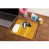 mockup of a mousepad lying on a rustic table next to a flower vase 27554 (32)