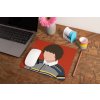 mockup of a mousepad lying on a rustic table next to a flower vase 27554 (35)