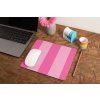 mockup of a mousepad lying on a rustic table next to a flower vase 27554 (43)