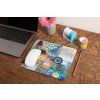mockup of a mousepad lying on a rustic table next to a flower vase 27554 (63)