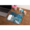 mockup of a mousepad lying on a rustic table next to a flower vase 27554 (24)