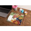 mockup of a mousepad lying on a rustic table next to a flower vase 27554 (74)
