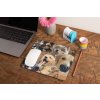 mockup of a mousepad lying on a rustic table next to a flower vase 27554 (33)