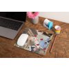 mockup of a mousepad lying on a rustic table next to a flower vase 27554 (48)