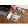 mockup of a mousepad lying on a rustic table next to a flower vase 27554 (62)