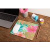 mockup of a mousepad lying on a rustic table next to a flower vase 27554 (67)