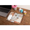 mockup of a mousepad lying on a rustic table next to a flower vase 27554 (43)