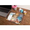 mockup of a mousepad lying on a rustic table next to a flower vase 27554 (21)