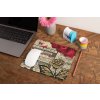 mockup of a mousepad lying on a rustic table next to a flower vase 27554 (29)