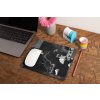 mockup of a mousepad lying on a rustic table next to a flower vase 27554 (96)