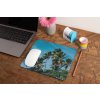 mockup of a mousepad lying on a rustic table next to a flower vase 27554 (42)