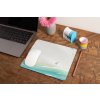 mockup of a mousepad lying on a rustic table next to a flower vase 27554 (70)