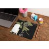 mockup of a mousepad lying on a rustic table next to a flower vase 27554 (82)