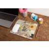 mockup of a mousepad lying on a rustic table next to a flower vase 27554 (46)