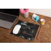 mockup of a mousepad lying on a rustic table next to a flower vase 27554 2023 08 26T171620.407