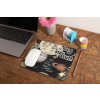 mockup of a mousepad lying on a rustic table next to a flower vase 27554 (19)