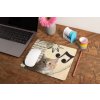 mockup of a mousepad lying on a rustic table next to a flower vase 27554 (76)