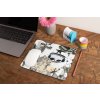 mockup of a mousepad lying on a rustic table next to a flower vase 27554 (18)