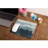 mockup of a mousepad lying on a rustic table next to a flower vase 27554 (86)