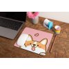 mockup of a mousepad lying on a rustic table next to a flower vase 27554 (79)