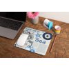 mockup of a mousepad lying on a rustic table next to a flower vase 27554 (28)