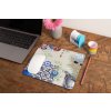 mockup of a mousepad lying on a rustic table next to a flower vase 27554 (26)