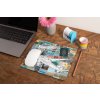 mockup of a mousepad lying on a rustic table next to a flower vase 27554 (2)