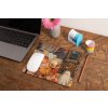 mockup of a mousepad lying on a rustic table next to a flower vase 27554 (9)