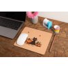 mockup of a mousepad lying on a rustic table next to a flower vase 27554 (35)