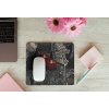mousepad mockup over a wooden surface by some flowers and a laptop 27560