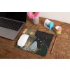 mockup of a mousepad lying on a rustic table next to a flower vase 27554 (9)
