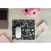 mousepad mockup over a wooden surface by some flowers and a laptop 27560