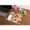 mockup of a mousepad lying on a rustic table next to a flower vase 27554 (18)
