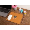 mockup of a mousepad lying on a rustic table next to a flower vase 27554 (21)