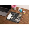 mockup of a mousepad lying on a rustic table next to a flower vase 27554 (30)