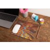 mockup of a mousepad lying on a rustic table next to a flower vase 27554 (38)