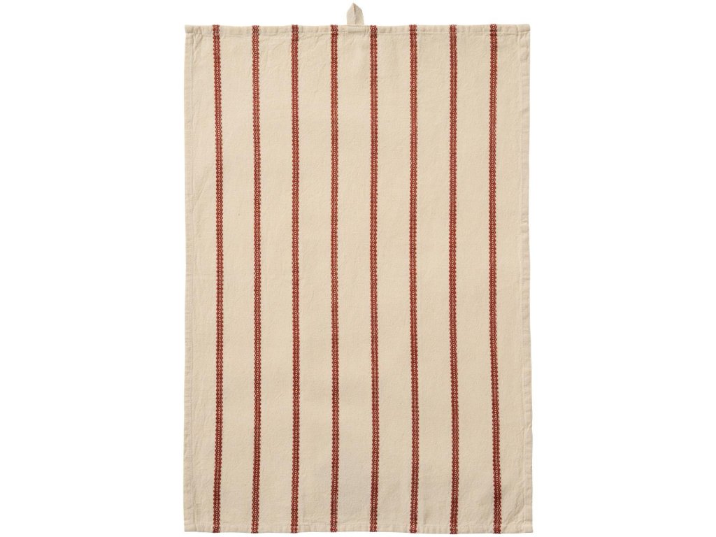 Utierka Rebecca prírodná s hrdzavo sfarbeným tkaným pruhovaným vzorom - Tea towel Rebecca natural w/rust coloured woven stripe pattern