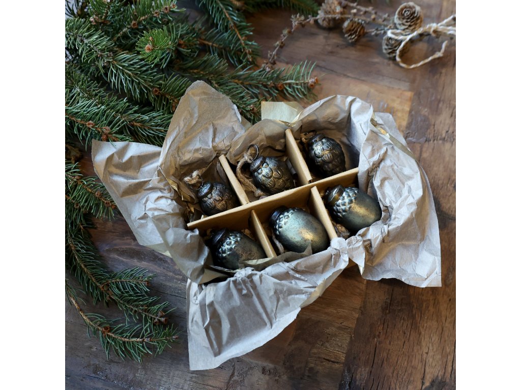 Vianočné gule v krabičke, sada 6 ks - Christmas Baubles in box set of 6