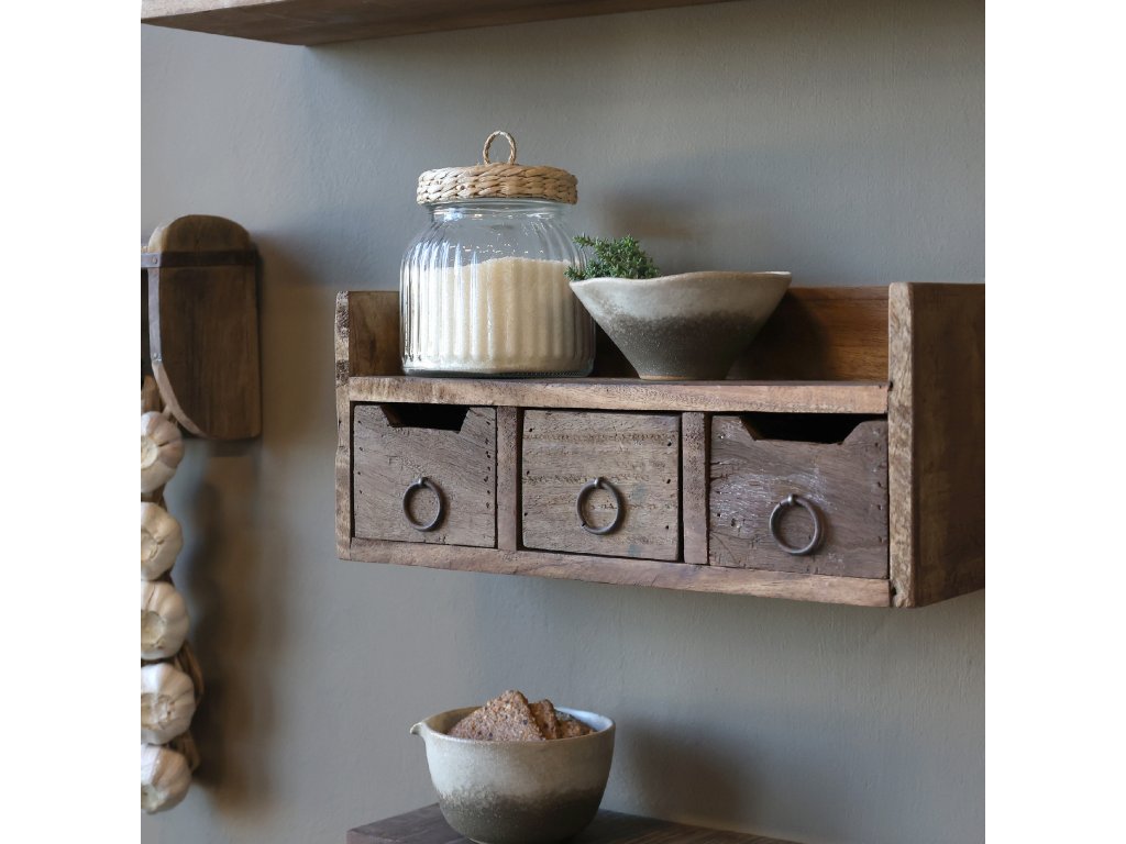 Drevená polica s 3 šuflíkmi - Grimaud Shelf w. 3 drawers