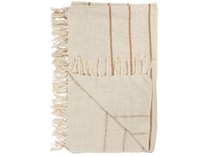 Prehoz prírodný s hnedými pruhmi - Throw natural w/brown stripes