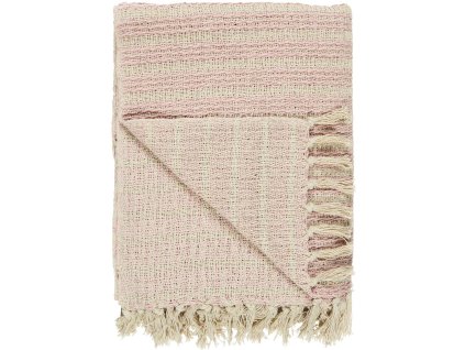 Prehoz krémový so vzorom svetloružových prúžkov - Throw cream/light pink stripe pattern