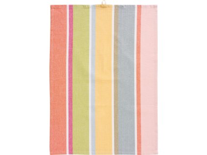 3x utierka s viacfarebnými pruhmi previazaná bavlnenou šnúrkou - Tea towel w/multicoloured stripes