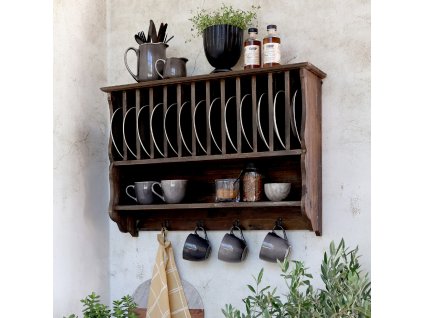 Nástenná polica s priehradkami a háčikmi - Wall Shelf w. drawers