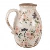 decoration can 20x16x22 cm beige pink ceramic flowers pitcher (2)