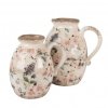 decoration can 20x16x22 cm beige pink ceramic flowers pitcher (3)