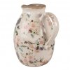 decoration can 20x16x22 cm beige pink ceramic flowers pitcher (1)
