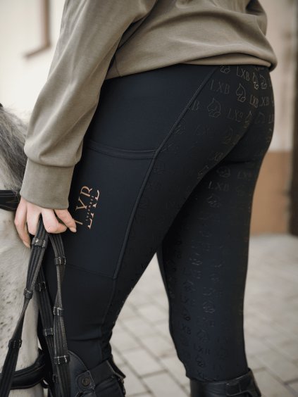 Černé jezdecké legíny s gripem a vysokým pasem