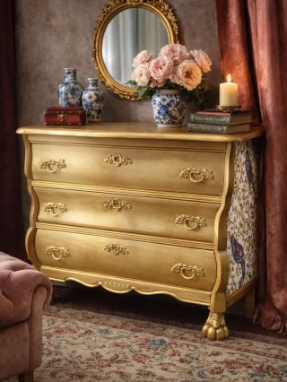 ✨ NOVINKA NA WEBU ✨ Elegantní komoda ve zlatém provedení s ikonickými tapetami Versace a jemnými barokními detaily. Každý...